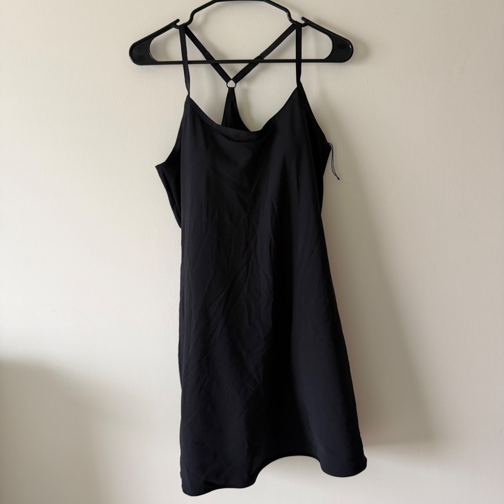 Outdoor Voices Exercise Dress Black Beauty OV114W Medium Built-in Liner UPF 50+